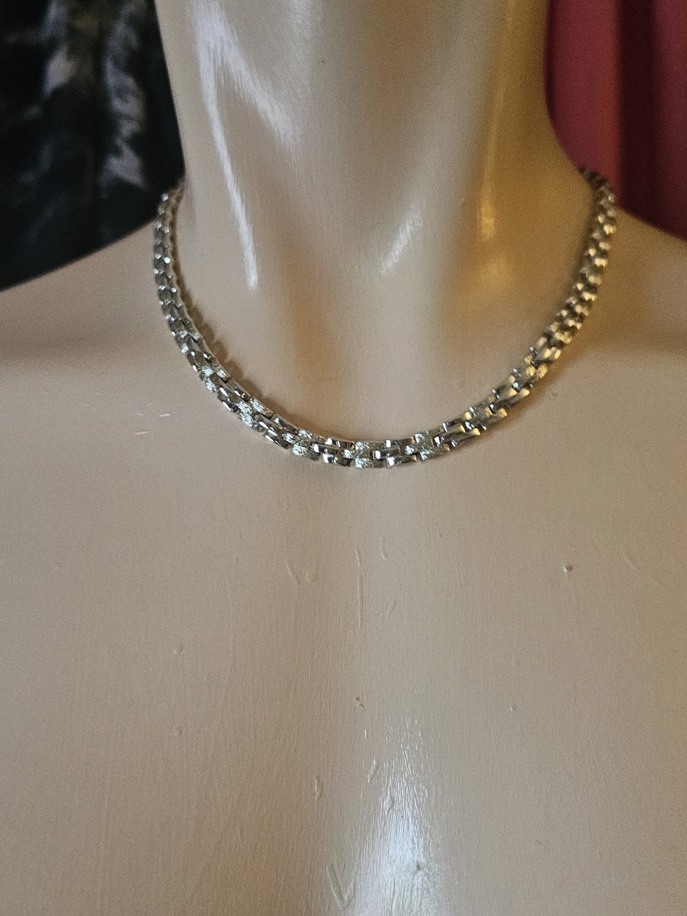 VINTAGE Silver Coros Chain Choker Necklace amazing Condition